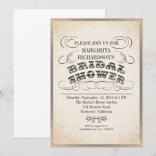  Typografie Bruids Douche Uitnodigingen (Voorkant / Achterkant)