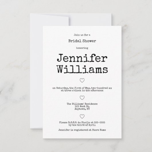 typografie bruiloft B&W Uitnodigingen (Voorkant)