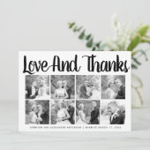 Typografie bruiloft Dank je acht foto-collage Bedankkaart (Staand voorkant)