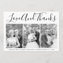 Typografie bruiloft Dank je drie foto-collage