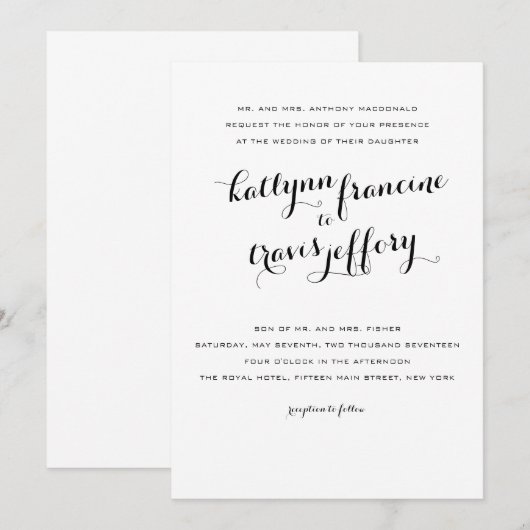 Typografie bruiloft uitnodiging (Voorkant / Achterkant)