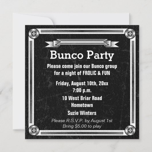  Typografie Bunco Invite Kaart (Achterkant)