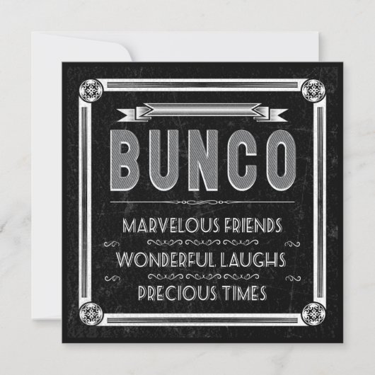  Typografie Bunco Invite Kaart (Voorkant)