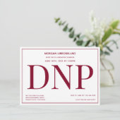 Typografie Burgundy White DNP Graduation Party Kaart (Staand voorkant)