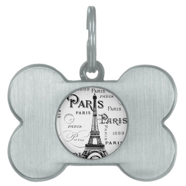 Typografie Calligrafie Parijs Frankrijk Eiffeltore Huisdieren Naamplaatje (voorkant)