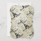 Typografie Calligrafie Parijs Frankrijk Eiffeltore Kaart (Achterkant)