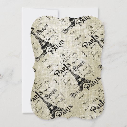 Typografie Calligrafie Parijs Frankrijk Eiffeltore Kaart (Achterkant)