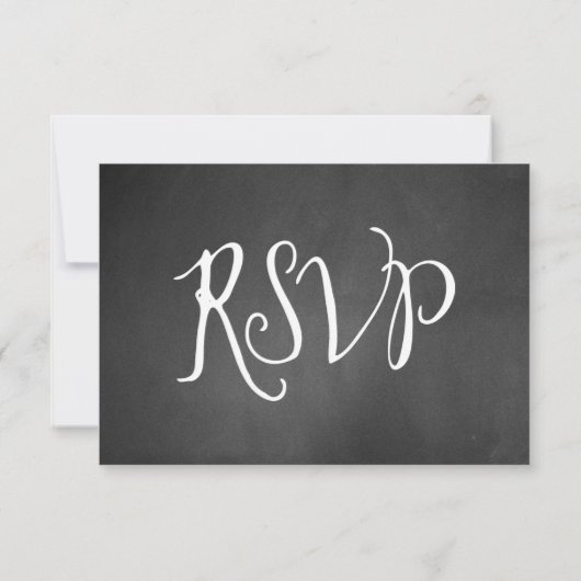 Typografie Chalk Board Wedding RSVP Card (Achterkant)