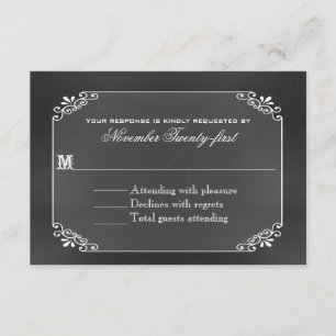Typografie Chalk Board Wedding RSVP Card Kaartje