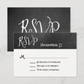 Typografie Chalk Board Wedding RSVP Card Kaartje (Voorkant / Achterkant)