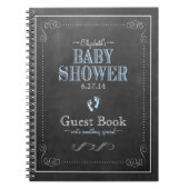 Typografie Chalkboard Blue Baby shower Guest Book Notitieboek (Voorkant)