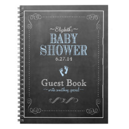 Typografie Chalkboard Blue Baby shower Guest Book Notitieboek