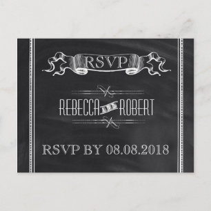 Typografie Chalkboard bruiloft rsvp Uitnodiging Briefkaart