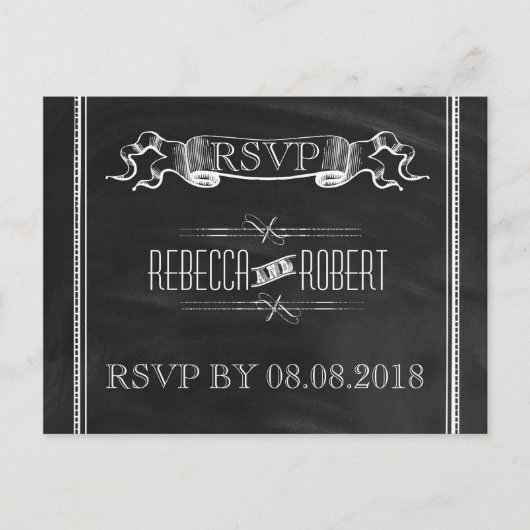 Typografie Chalkboard bruiloft rsvp Uitnodiging Briefkaart (Voorkant)