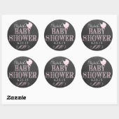 Typografie Chalkboard Roze Baby shower Ronde Sticker (Vel)