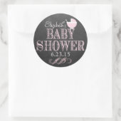 Typografie Chalkboard Roze Baby shower Ronde Sticker (Tas)