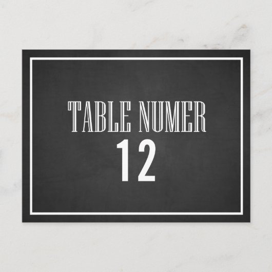 TYPOGRAFIE CHALKBOARD TABLE NUMBER BRIEFKAART (Voorkant)