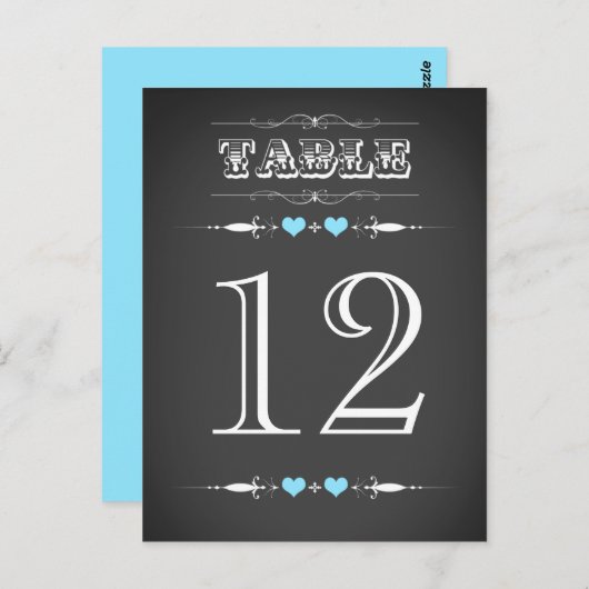 typografie Chalkboard Table Number Kaart (Voorkant / Achterkant)