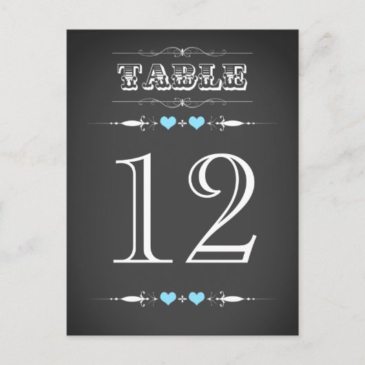 typografie Chalkboard Table Number Kaart (Voorkant)
