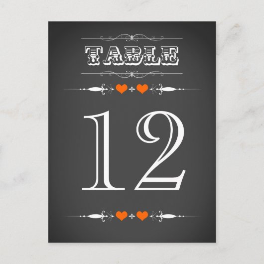 typografie Chalkboard Table Number Kaart (Voorkant)