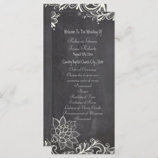  typografie Chalkboard Trouwprogramma's Programmakaart (Voorkant / Achterkant)