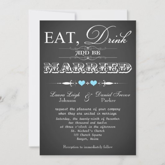  Typografie Chalkboard Wedding Invite 10 Kaart (Voorkant)