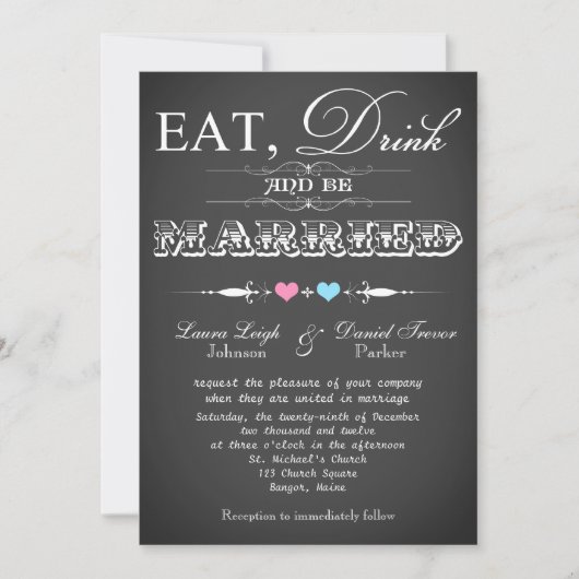  Typografie Chalkboard Wedding Invite 11 Kaart (Voorkant)