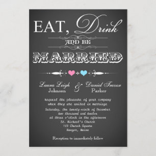 Typografie Chalkboard Wedding Invite 11 Kaart