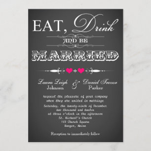 typografie Chalkboard Wedding Invite 2 Kaart