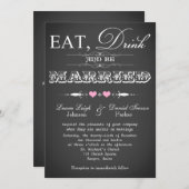  typografie Chalkboard Wedding Invite 3 Kaart (Voorkant / Achterkant)