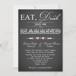 typografie Chalkboard Wedding Invite 3 Kaart