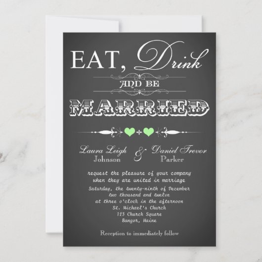 typografie Chalkboard Wedding Invite 5 Kaart (Voorkant)