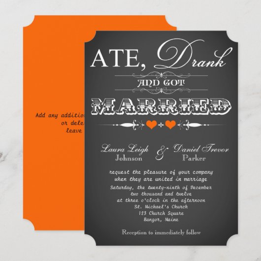  typografie Chalkboard Wedding Invite 7 Kaart (Voorkant / Achterkant)