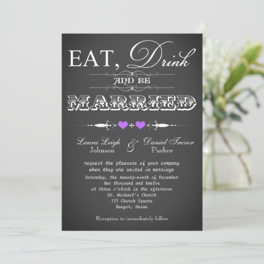  typografie Chalkboard Wedding Invite 8 Kaart (Staand voorkant)