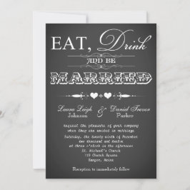  typografie Chalkboard Wedding Invite Kaart