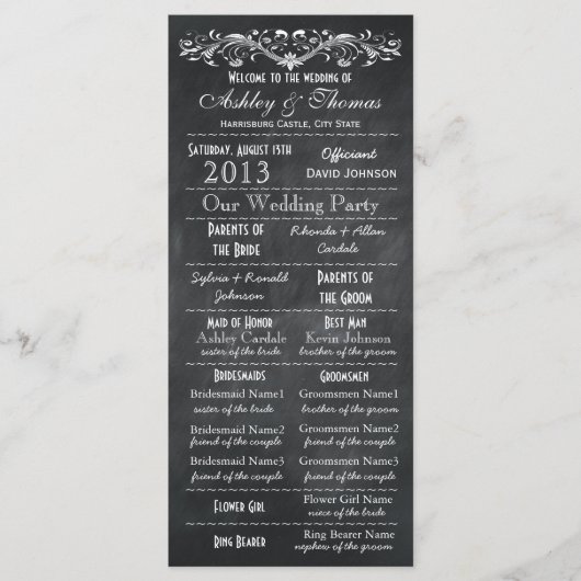 Typografie Chalkboard Wedding Programma's (Voorkant)