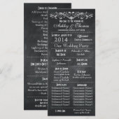 Typografie Chalkboard Wedding Programs 2 Maids Hon Programmakaart (Voorkant / Achterkant)
