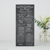 Typografie Chalkboard Wedding Programs 2 Maids Hon Programmakaart (Staand voorkant)