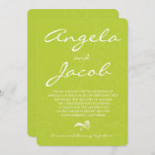 Typografie Chartreuse Green Floral Wedding Kaart (Voorkant / Achterkant)