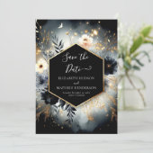 Typografie Chic Enchanted Forest Wedding Save The Date (Staand voorkant)