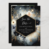 Typografie Chic Enchanted Forest Wedding Save The Date (Voorkant / Achterkant)