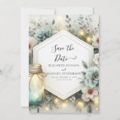 Typografie Chic Mason Jar Wedding Save The Date (Voorkant)