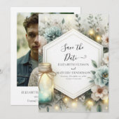 Typografie Chic Mason Jar Wedding Save The Date (Voorkant / Achterkant)