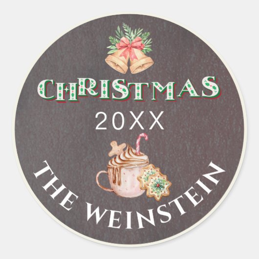 Typografie Christmas Party Favoriet Ronde Sticker (Voorkant)