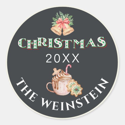 Typografie Christmas Party Favoriet Ronde Sticker (Voorkant)