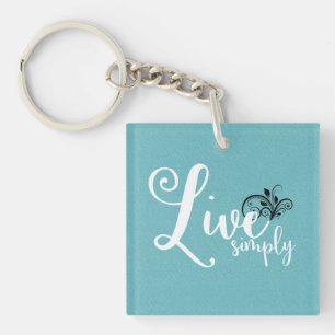 Typografie-citaat "Live Simply" Sleutelhanger