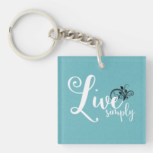Typografie-citaat "Live Simply" Sleutelhanger (voorkant)