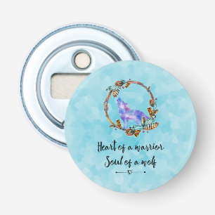 Typografie citaat met een waterverf wolf boho stij button flesopener