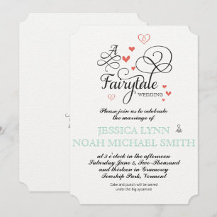 Typografie Citaat Mint en Coral FairyTale Wedding Kaart