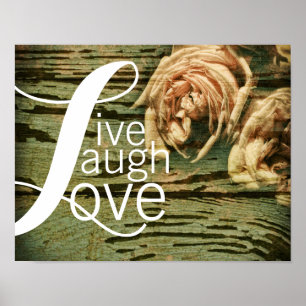 typografie citaat poster live lacht liefde en roos